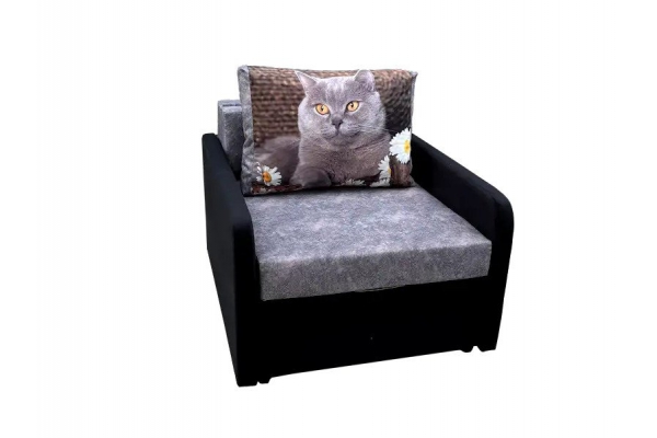 Кресло кровать Канзасик с подлокотниками кот с ромашкой