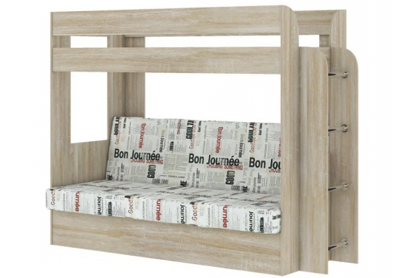 Двухъярусная кровать с диваном Карамель 75 сонома-газета