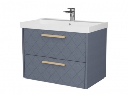 Тумба Кристалл 60 подвесная 2 ящика ручка дуб, раковина Слим 60 шато азур
