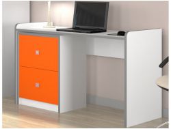 Стол Дельта-15.03 Сильвер с тумбой белый-оранжевый