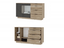 Комод КМ 02 1704 4 ящика со стеклом Даллас