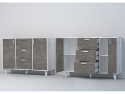 Комод Эго К-2 на ножках бетон светлый/камень темный