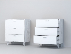 Комод Эго К-3 3 ящика на ножках бетон светлый/белый глянец