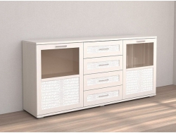 Комодино Кэт-4 бодега белая/экокожа Caiman белый