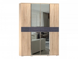 Шкаф 4 створчатый Бьянка Дуб Сонома/Графит Глянец