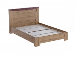 Кровать 1400 МС Ливерпуль Дуб Вотан/Бордо Глянец