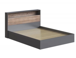 Кровать Люмьер 1600 с основанием ДСП Графит/Дуб Сонома