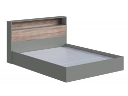 Кровать Люмьер 1400 с основанием ЛДСП Шиншилла Серая/Дуб Сонома