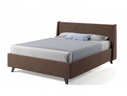 Мягкая кровать Лорен с ПМ 1800*2000 мм микровелюр шоколад