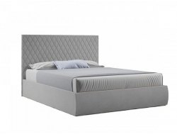 Мягкая кровать Стелла с ПМ 1800*2000 мм микровелюр светло-серый