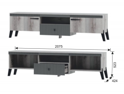 Тумба ТВ №1 с ножками Ольга 3 дуб делано