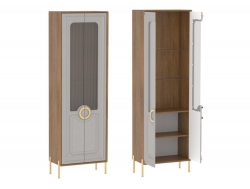 Пенал со стеклом Палермо Дуб Каселла коричневый