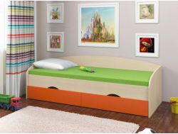 Кровать Соня 2 дуб молочный-оранжевый