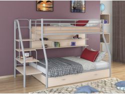 Двухъярусная кровать Толедо 1 ПЯ серый-дуб молочный