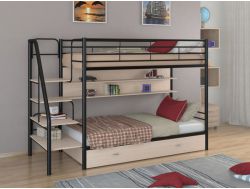 Двухъярусная кровать Толедо ПЯ черный-дуб молочный