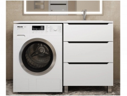 Тумба под стиральную машину Uperwood Tanos 60 см, напольная, 3 ящика, белая/графит