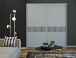 Шкаф-купе Ксения узкая рельефная вставка МДФ Серый