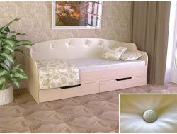 Кровать Юниор Тип 2 дуб молочный-белый перламутр